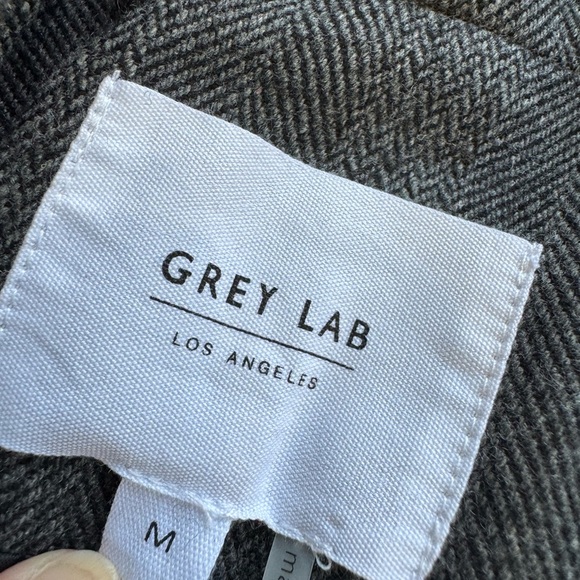 Grey Lab Jacket Size M Grey Herringbone MUCH MORE LOVE PLS! Blazer Coat NWT - Picture 3 of 12